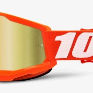 Gogle rowerowe 100% Strata 2 Junior orange ze złotą lustrzaną szybą