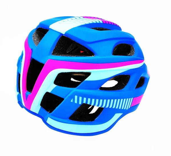 Kask rowerowy AVO-49 niebiesko-różowo-błękitny L – komfortowa regulacja