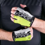 Sportowe rękawiczki rowerowe Force Radical fluo biało czarne w rozmiarze M